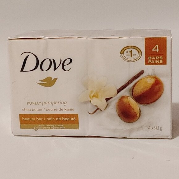 DOVE Purely Pampering SHEA BUTTER BEAUTY BAR Pack of 4 Moisturizing Cream 4x90g - Picture 1 of 8